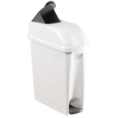 Afbeelding van TTS Cleaning 00005480 Elle container van polypropyleen, deksel met valdeur, pedaal, inhoud 17 liter, wit