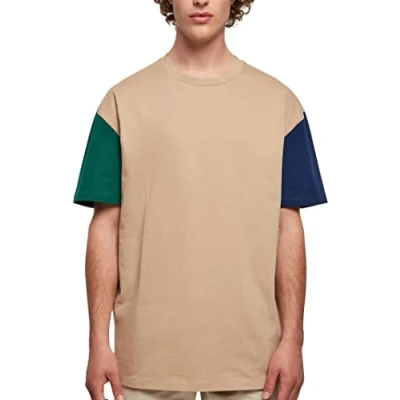 Afbeelding van Urban Classics Oversized Colorblock Tshirt print, Heren, Maat: 3XL, Unionbeige