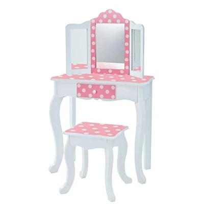 Afbeelding van Teamson Kids Kaptafel met kruk, Stippen