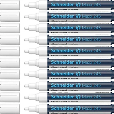 Afbeelding van Schneider Maxx 245 glazen marker (voor oppervlakken, droog afwisbaar) 10 Stuk wit
