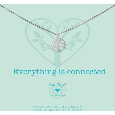 Afbeelding van Heart to Get necklace, silver, tree of life, everything is connected
