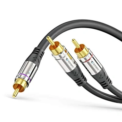 Afbeelding van Sonero Premium 10,0 m RCA kabel, 1 x naar 2 Audio Y subwoofer, HiFi installatie, versterker, zwart