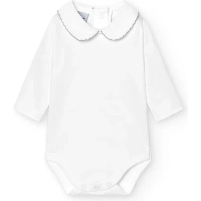 Afbeelding van babidu Baby C.Polo Pique Body, wit (wit/grijs), 0 Maand