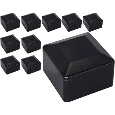 Afbeelding van SKIR&#039;CO (10 stuks) hekpaaldoppen, vierkant 30 x mm zwarte kunststof doppen voor hekpalen, zwart RAL 9005 kleur