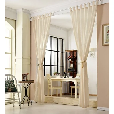 Afbeelding van WOLTU 2 Stuks Semi transparante gordijnen Doorschijnend gordijn 140x245cm,semi verduisterend decoratief voor woonkamer,Zand VH5863sd