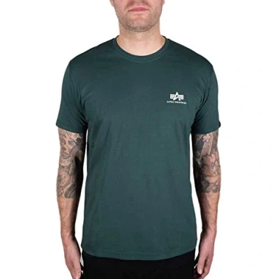 Afbeelding van Alpha Industries Basic T Shirt met Kleine logo voor mannen Navy Green