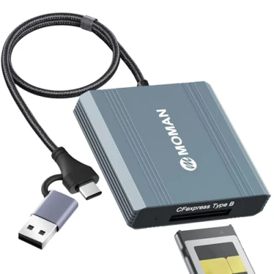 Afbeelding van CFexpress kaartlezer, Moman C1B Type B kaartlezer USB C 3.1 Gen 2 10Gbps overdrachtssnelheid, draagbare aluminium geheugenkaartadapter voor Windows/Mac OS/Android, geheugenkaartlezer typeB