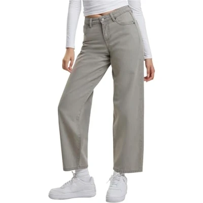 Afbeelding van Urban Classics Damesjeans, halfhoge taille, casual jeansbroek voor vrouwen, brede pijpen, losse pasvorm, Lighter Dirty Washed, 26