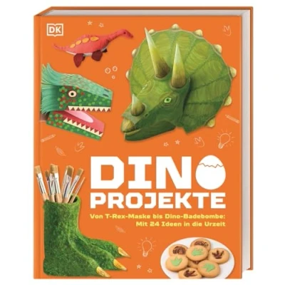 Afbeelding van Dino Projekte: Von T Rex Maske bis Dinosaurier Badebombe: Mit 24 Ideen zum Basteln, Experimentieren, Bauen oder Backen in die Urzeit! Für Kinder ab 7 Jahren