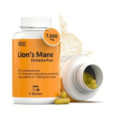 Afbeelding van 140 stuks, pure leeuwenmanen, 7500 mg, sterk geconcentreerd, 50% NOOtropisch voor lange tijd: geheugen, concentratie en gezondheid van de hersenen, emotioneel gastro intestinaal welzijn, 100%