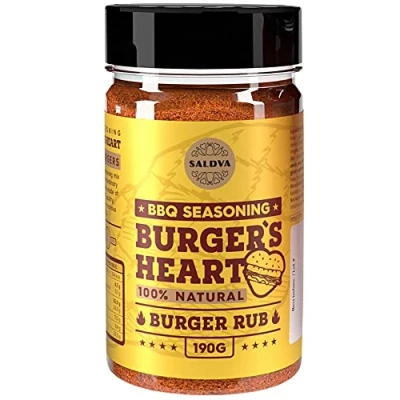 Afbeelding van Burger&#039;s Heart BBQ Burger Rub 100% natuurlijke kruiden klassieke mix voor buitengewone proeverij hamburgers rundvlees, varkensvlees, gevogelte, vegetarische pasteitjes 190g