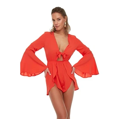 Afbeelding van Trendyol Vrouwen Abstract Geweven Jumpsuit, Rood, 62 NL