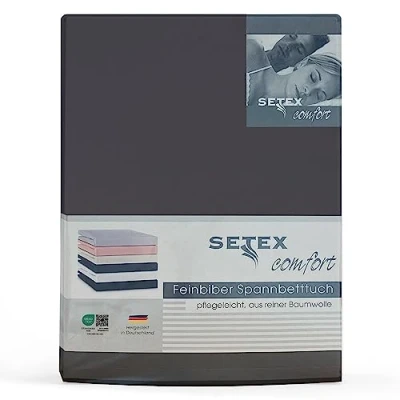 Afbeelding van Setex Fijn flanellen laken met elastiek, behaaglijk zacht, flanel hoeslaken van 100% katoen elastiek rondom, beddengoed het hele jaar door, 90 x 200 cm, antraciet