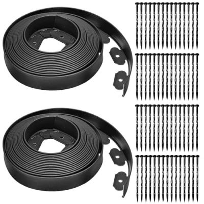 Afbeelding van flexibele Kunststof gazonrand Borderrand, Tuinrand van kunststof, 20 m, met 60 haringen, robuust, hoogte 5 cm