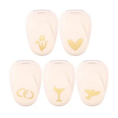 Afbeelding van Vaessen Creative 2137 103 Stansset motiefpons bruiloft met hart duif glas trouwringen en tulp 25 cm 5 stuks tot 250 g/m² om te knutselen papier scrapbooking/Ivoor