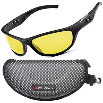 Afbeelding van Zillerate Rijdbril voor &#039;s Nachts Heren en Dames, Gepolariseerde Lenzen Filter Verblindende Schittering van Koplampen, Geel Getinte Zichtlens, Lichtgewicht, Comfortabel TR90 frame, Harde Koker