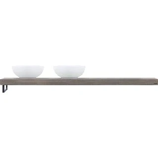 Afbeelding van LoooX Wooden Base eiken wastafelblad solo met handdoekhouder links Geborsteld RVS 100cm old grey