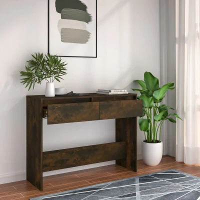 Afbeelding van Wandtafel 100x35x76,5 cm spaanplaat gerookt eikenkleurig