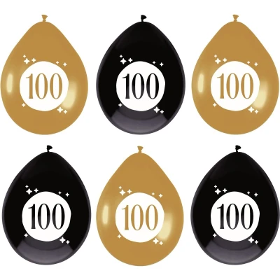 Afbeelding van Ballonnen 100 jaar Festive Goud 30cm 6 stuks