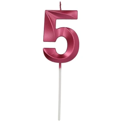 Afbeelding van Folat Kaars cijfer 5 glamour roze metallic 7 cm