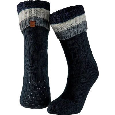 Afbeelding van Apollo Huissokken heren met vacht anti slip Blauw One size Fluffy sokken Slofsokken Huisokken Warme