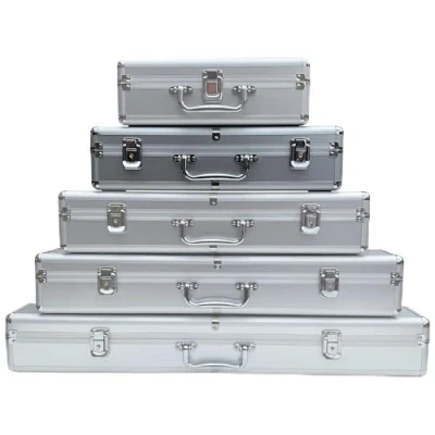Afbeelding van ECI aluminium koffer box langwerpig leeg instrumentenkoffer fluitkoffer (LxBxH) 40 x 10 cm meetinstrumenten opslag