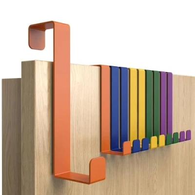 Afbeelding van Menz Deurhaken, set van 10 stuks, kleurrijke deurhaken om op te hangen, roestvrij staal, universele deurkapstok robuuste kledinghaken, deurhakenlijst hangen