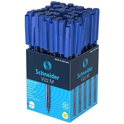 Afbeelding van Schneider Vizz balpen (voor gemakkelijk en snel schrijven, schrijfkleur: blauw, lijnbreedte M) 50 stuks