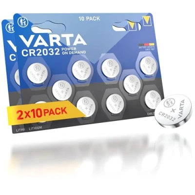 Afbeelding van VARTA Knoopcelmaten verkrijgbaar in: batterijen Electronics CR2032 Lithium knoopcel 3V batterij verpakking met 20 stuks knoopcellen in originele blisterverpakking van 1 exemplaar