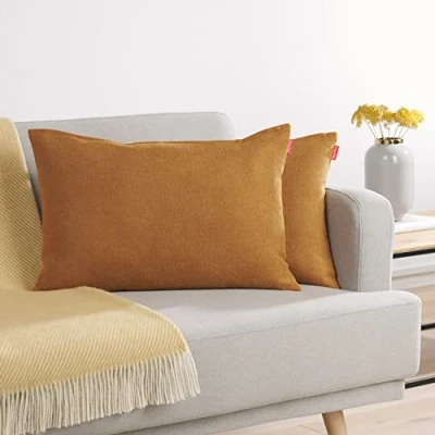 Afbeelding van Blumtal Chenille Kussenslopen Set van 2 Zacht en met Blinde Rits Kussenhoes 40 x 60, Pumpkin Spice Bruin