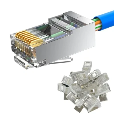 Afbeelding van MOGOOD 20 Pack Cat 6A RJ45 modulaire stekkers, afgeschermde connector (Cat uiteinden/RJ45 stekkers/ethernetstekkers/8P8C connectoren) voor solide of gestrande S/FTP Ethernet kabel