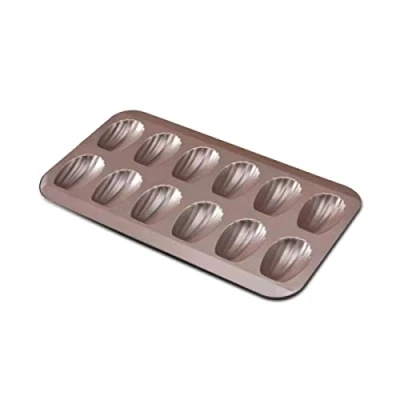 Afbeelding van Gurlideo Madeleine Bakvorm Non Stick Koolstofstaal Bakblik Cake Pan 12 Gaten Mould Golden