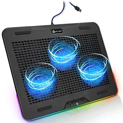 Afbeelding van KLIM Aurora + laptop RGB koeler 11 tot 17 inch gaming koeling USB Fan stabiel en stil Mac PS4 compatibel nieuwigheid