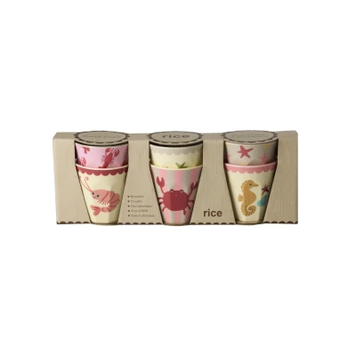 Afbeelding van Rice Melamine Beker Coral Ocean Print Small 6 pack