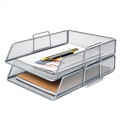 Afbeelding van Exerz Papieren sorteer/lade/bureauorganiser/bestandshouder 2 STKS Pack Wire Mesh Multifunctioneel voor kantoor, school, studie