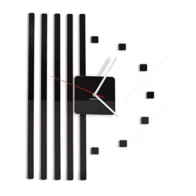 Afbeelding van FLEXISTYLE Moderne 3D DIY Points Wandklok, zwart, woonkamer, slaapkamer, modern, groot, zonder tikkende geluiden