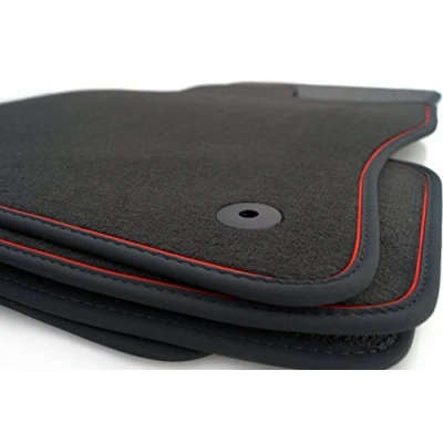 Afbeelding van kh Teile Vloermatten passend Seat Leon 3 4 ST RS Cupra Velours Nubuk Premium automatten (4 delig) rode sierstrepen