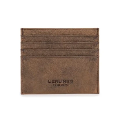 Afbeelding van Berliner Bags Premium kaarthouder met RFID bescherming en geschenkdoos, creditcardhouder, van leer, slank klein, bruin (espresso), Small, Minimalistisch