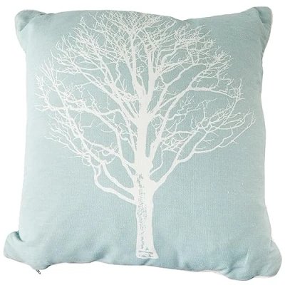 Afbeelding van Fusion Woodland Trees 100% Katoen Gevuld Kussen 43x43 cm in Duck Egg