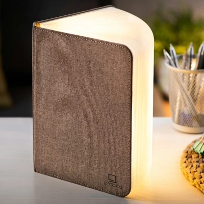 Afbeelding van Gingko Smart Booklight Linnen Lamp Oplaadbaar Koffie Bruin
