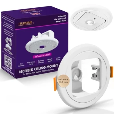 Afbeelding van Burakme Verzonken plafondhouder voor Philips Hue bewegingssensor Verbetert het detectiebereik van Smart Motion sensor, compatibel met eenvoudige installatie doe zelf huisverbetering