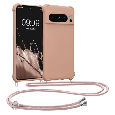 Afbeelding van kwmobile telefoonhoesjegeschikt voor Google Pixel 8 Pro Hoesje van siliconen met telefoonkoord In kokosmelk