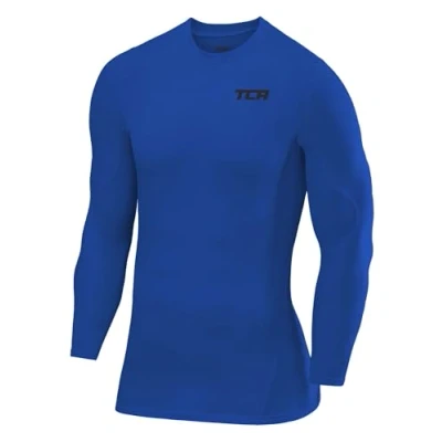 Afbeelding van TCA Mens&#039; and Boys&#039; SuperThermal Compression Base Layer Football Running Top Long Sleeve Thermal Under Shirt Crew Neck Ice Blue, Small