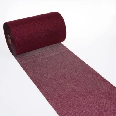 Afbeelding van DEKO AS Shabby Chic linnenlook tafelloper polyester geurloos, 30 cm x 5 m, bordeaux