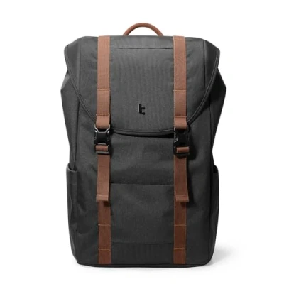 Afbeelding van tomtoc Laptoprugzak met flap, lichtgewicht, waterbestendig, informele dagrugzak, slanke duurzame werkrugzak voor MacBooks van 13 16 inch, grote capaciteit, Zwart, M