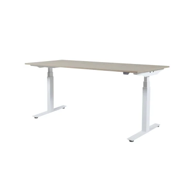 Afbeelding van Lectro Plus bureau, zit sta (64 130cm) hoogte verstelbaar dmv elektromotoren met 180x90cm havana/ kersen licht 25mm blad en zwart (RAL9005) frame