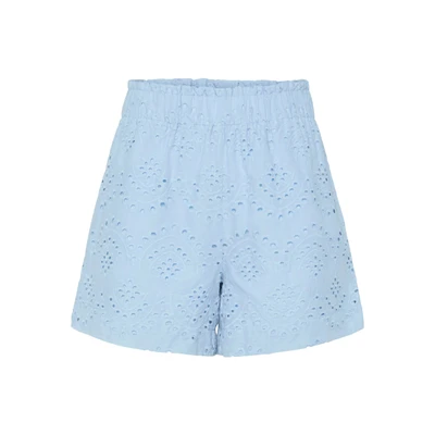 Afbeelding van Pieces Pcvilde Broderie Anglaise Shorts, Dames, Maat: Small, Cashmere blue