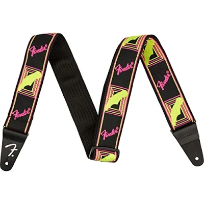 Afbeelding van Fender Neon Monogrammed Strap Yellow/Pink Gitaarband