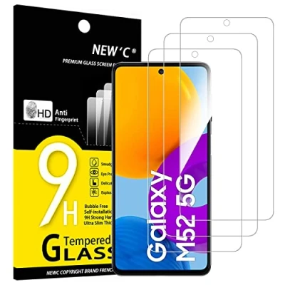 Afbeelding van NEW&#039;C 3 Stuks, Screen Protector voor Samsung Galaxy M52 5G (6.7 Inch), Gehard Glass Schermbeschermer Film 0.33 mm ultra transparant, resistent