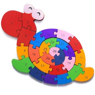 Afbeelding van Slak cijferpuzzel houten speelgoed cijfers en letters pedagogisch voor kleine kinderen vanaf 3 jaar met beveiliging